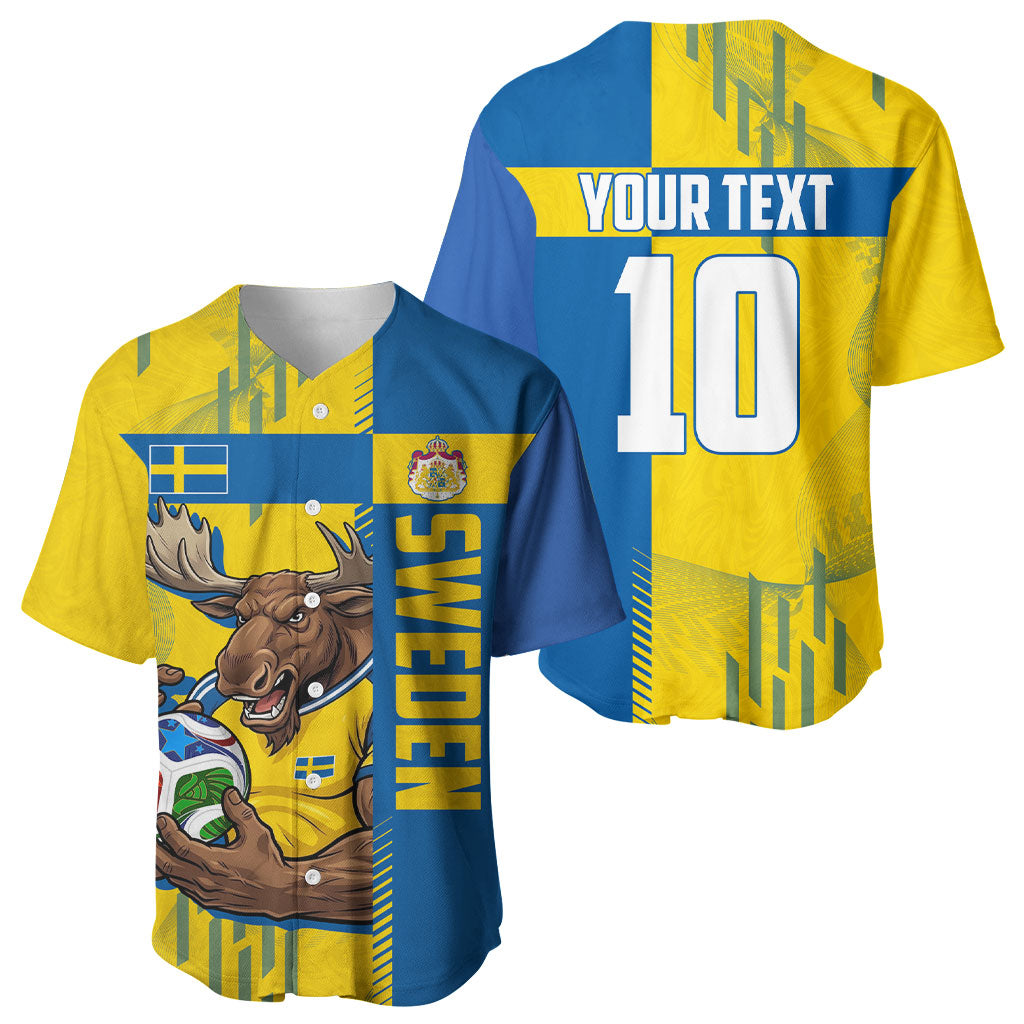 Personalized Sweden Soccer Baseball Jersey Swedish Flag - Moose Football Mascot