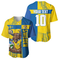 Personalized Sweden Soccer Baseball Jersey Swedish Flag - Moose Football Mascot