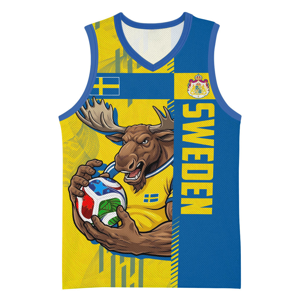 Personalized Sweden Soccer Basketball Jersey Swedish Flag - Moose Football Mascot