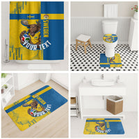 Personalized Sweden Soccer Bathroom Set Swedish Flag - Moose Football Mascot