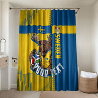 Personalized Sweden Soccer Bathroom Set Swedish Flag - Moose Football Mascot