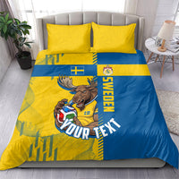 Personalized Sweden Soccer Bedding Set Swedish Flag - Moose Football Mascot