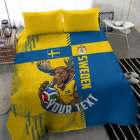 Personalized Sweden Soccer Bedding Set Swedish Flag - Moose Football Mascot