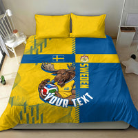 Personalized Sweden Soccer Bedding Set Swedish Flag - Moose Football Mascot