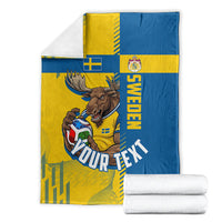 Personalized Sweden Soccer Blanket Swedish Flag - Moose Football Mascot