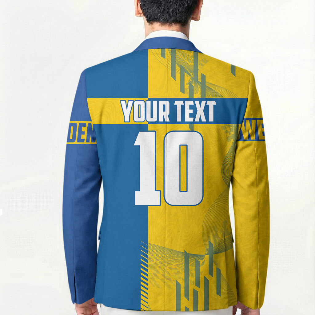 Personalized Sweden Soccer Blazer Swedish Flag - Moose Football Mascot