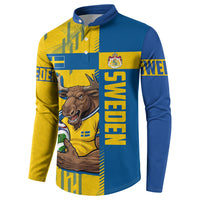 Personalized Sweden Soccer Button Sweatshirt Swedish Flag - Moose Football Mascot