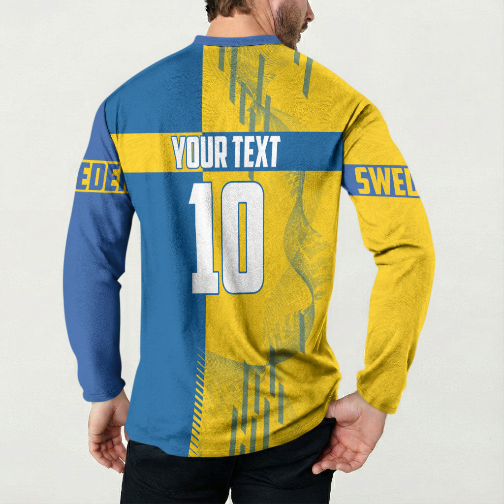 Personalized Sweden Soccer Button Sweatshirt Swedish Flag - Moose Football Mascot