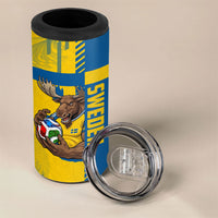 Personalized Sweden Soccer 4 in 1 Can Cooler Tumbler Swedish Flag - Moose Football Mascot