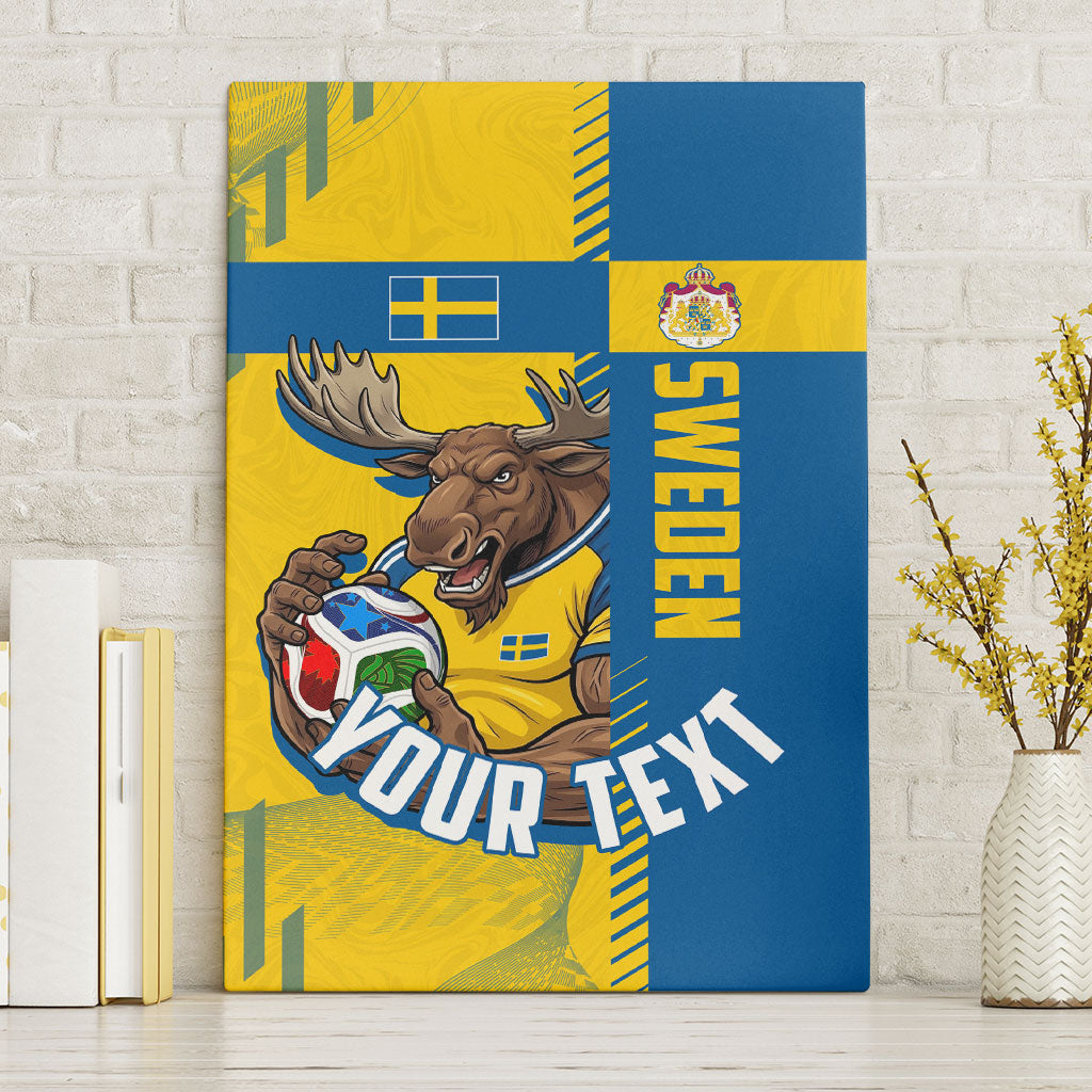 Personalized Sweden Soccer Canvas Wall Art Swedish Flag - Moose Football Mascot