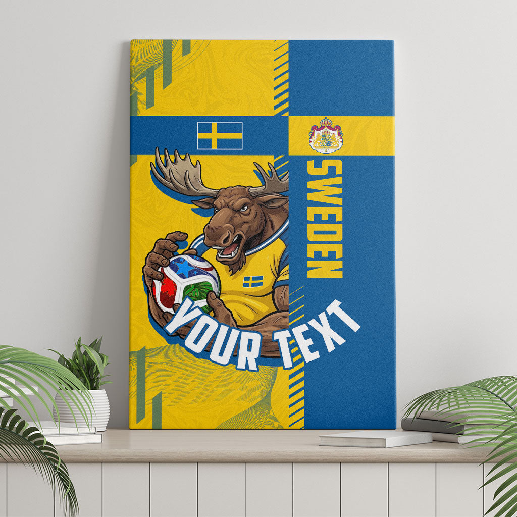 Personalized Sweden Soccer Canvas Wall Art Swedish Flag - Moose Football Mascot
