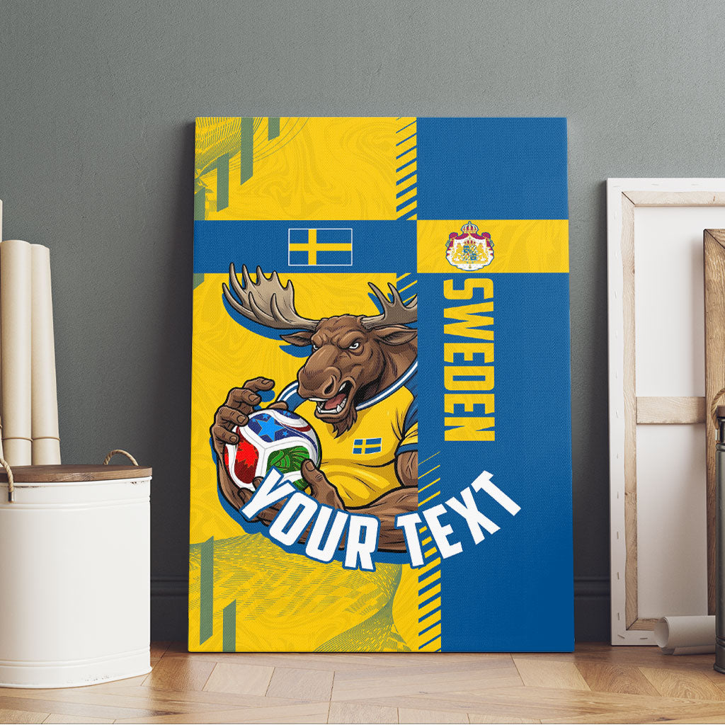Personalized Sweden Soccer Canvas Wall Art Swedish Flag - Moose Football Mascot