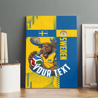 Personalized Sweden Soccer Canvas Wall Art Swedish Flag - Moose Football Mascot