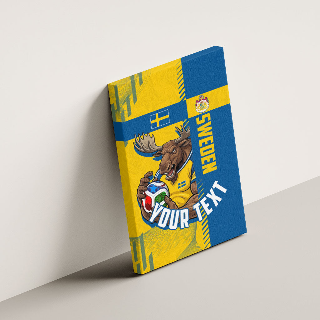 Personalized Sweden Soccer Canvas Wall Art Swedish Flag - Moose Football Mascot