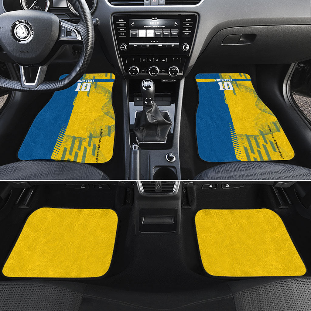 Personalized Sweden Soccer Car Mats Swedish Flag - Moose Football Mascot