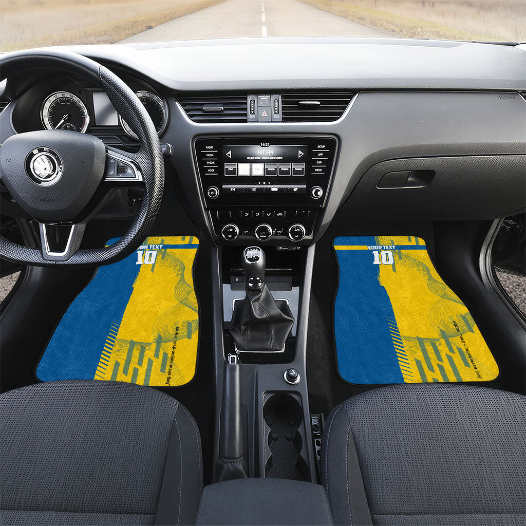 Personalized Sweden Soccer Car Mats Swedish Flag - Moose Football Mascot