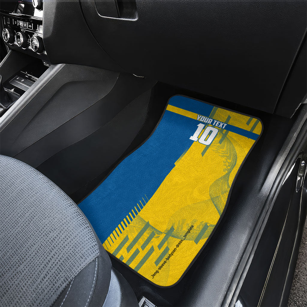 Personalized Sweden Soccer Car Mats Swedish Flag - Moose Football Mascot