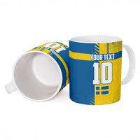 Personalized Sweden Soccer Ceramic Mug Swedish Flag - Moose Football Mascot