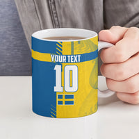Personalized Sweden Soccer Ceramic Mug Swedish Flag - Moose Football Mascot