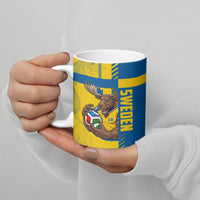 Personalized Sweden Soccer Ceramic Mug Swedish Flag - Moose Football Mascot