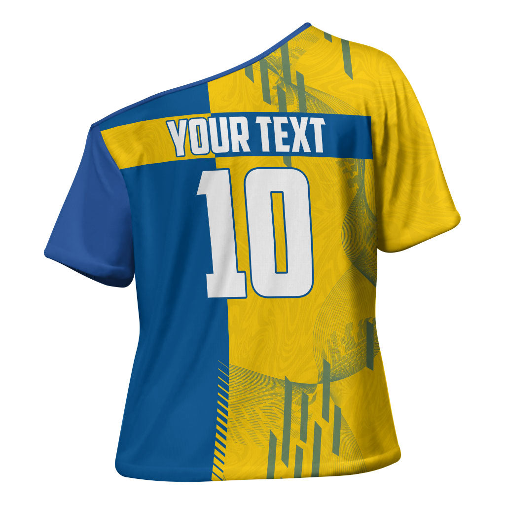 Personalized Sweden Soccer Cross Shoulder Shirt Swedish Flag - Moose Football Mascot