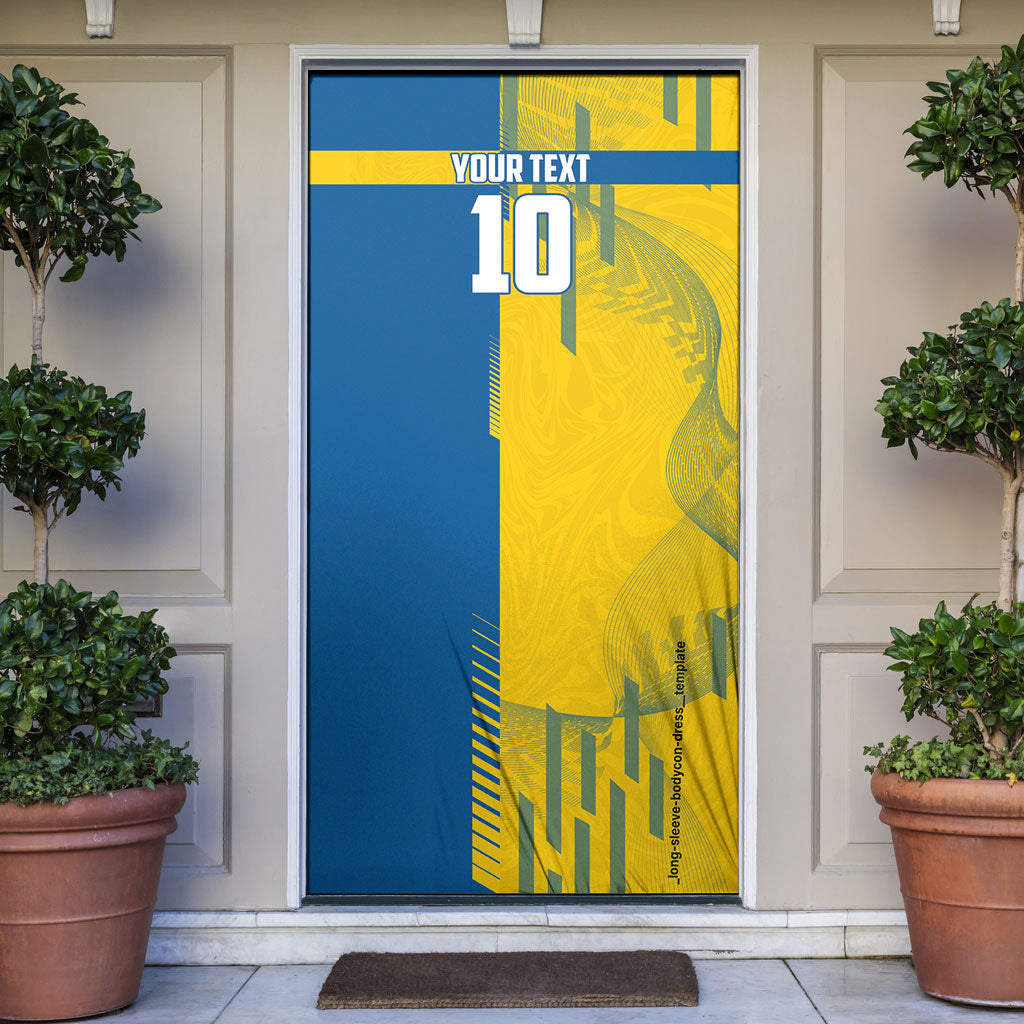 Personalized Sweden Soccer Door Cover Swedish Flag - Moose Football Mascot