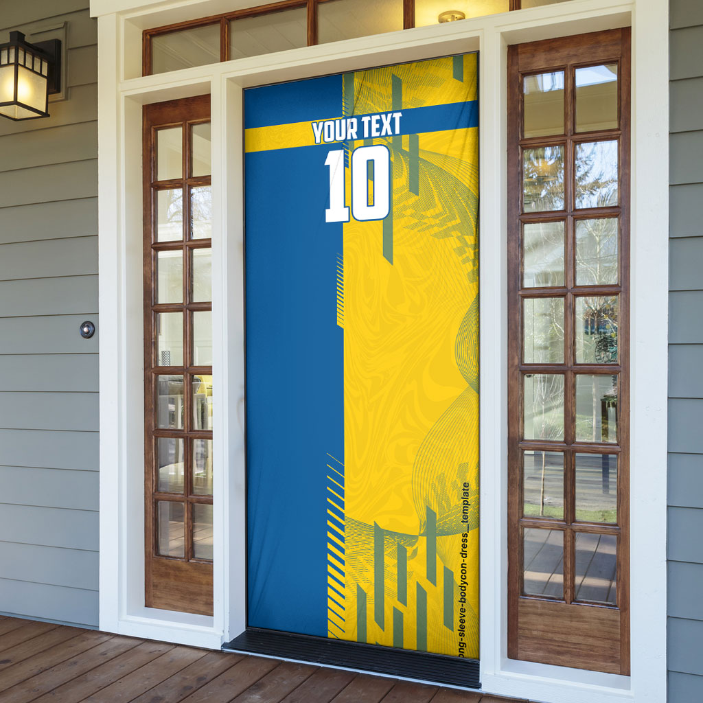 Personalized Sweden Soccer Door Cover Swedish Flag - Moose Football Mascot