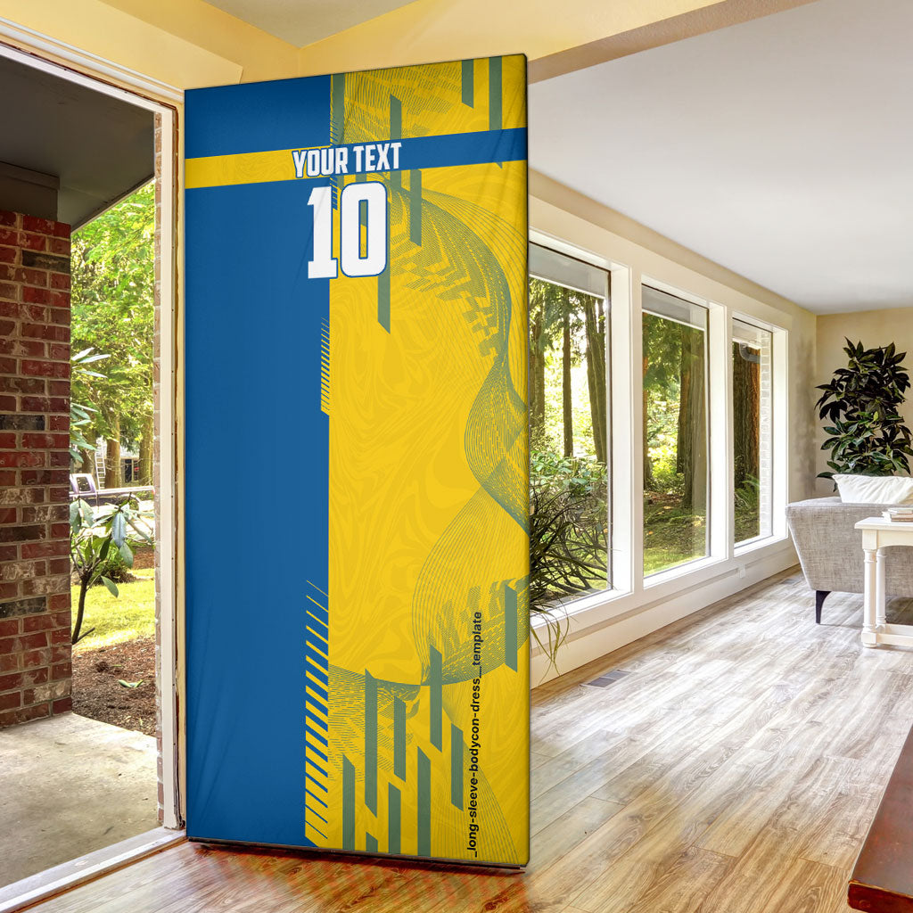Personalized Sweden Soccer Door Cover Swedish Flag - Moose Football Mascot