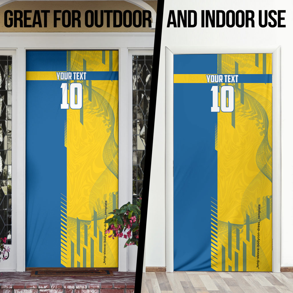 Personalized Sweden Soccer Door Cover Swedish Flag - Moose Football Mascot