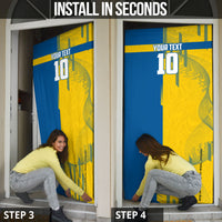 Personalized Sweden Soccer Door Cover Swedish Flag - Moose Football Mascot
