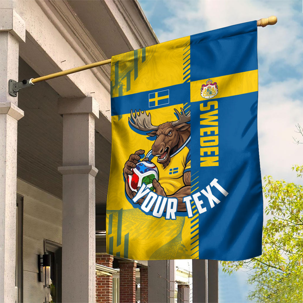 Personalized Sweden Soccer Garden Flag Swedish Flag - Moose Football Mascot