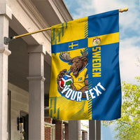 Personalized Sweden Soccer Garden Flag Swedish Flag - Moose Football Mascot
