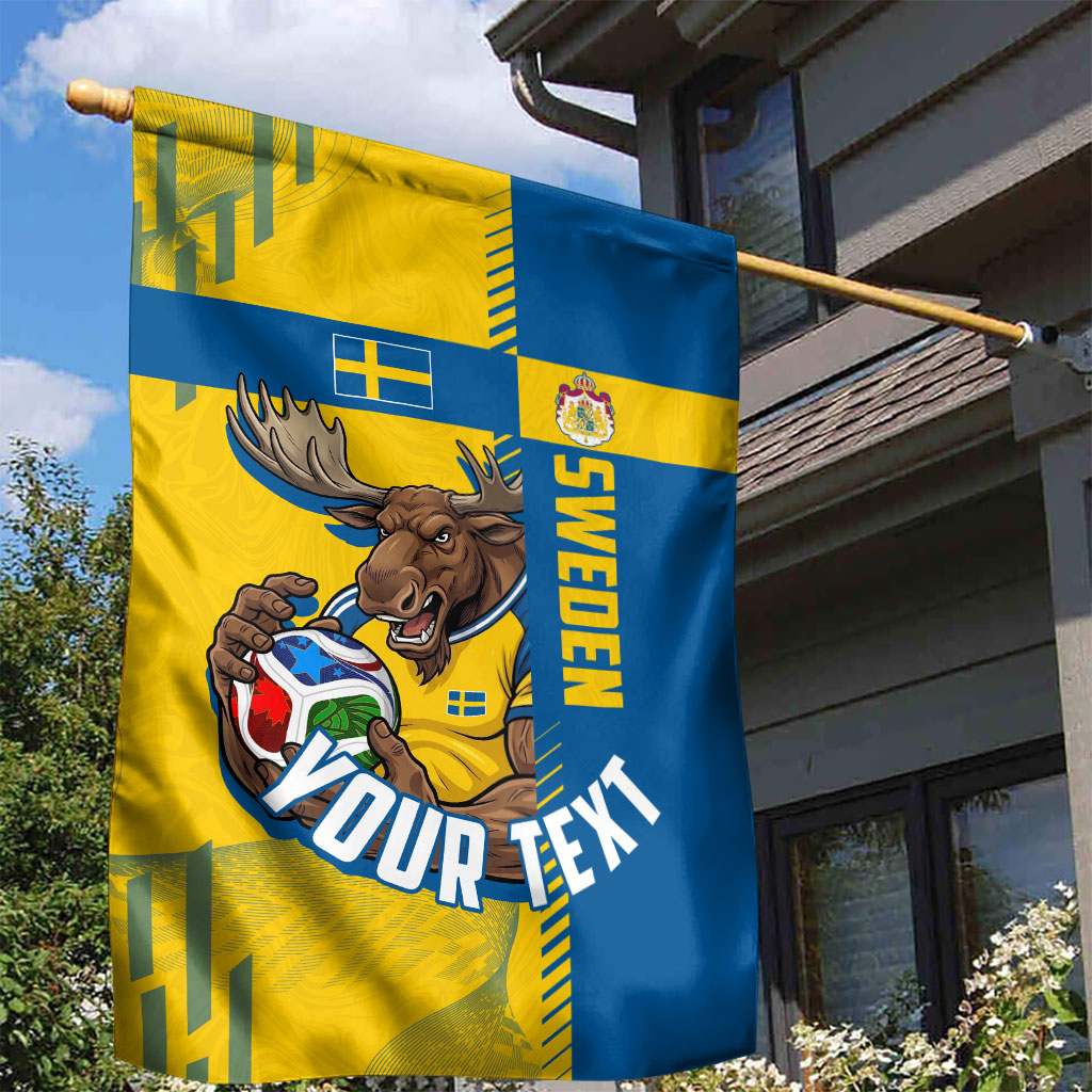 Personalized Sweden Soccer Garden Flag Swedish Flag - Moose Football Mascot
