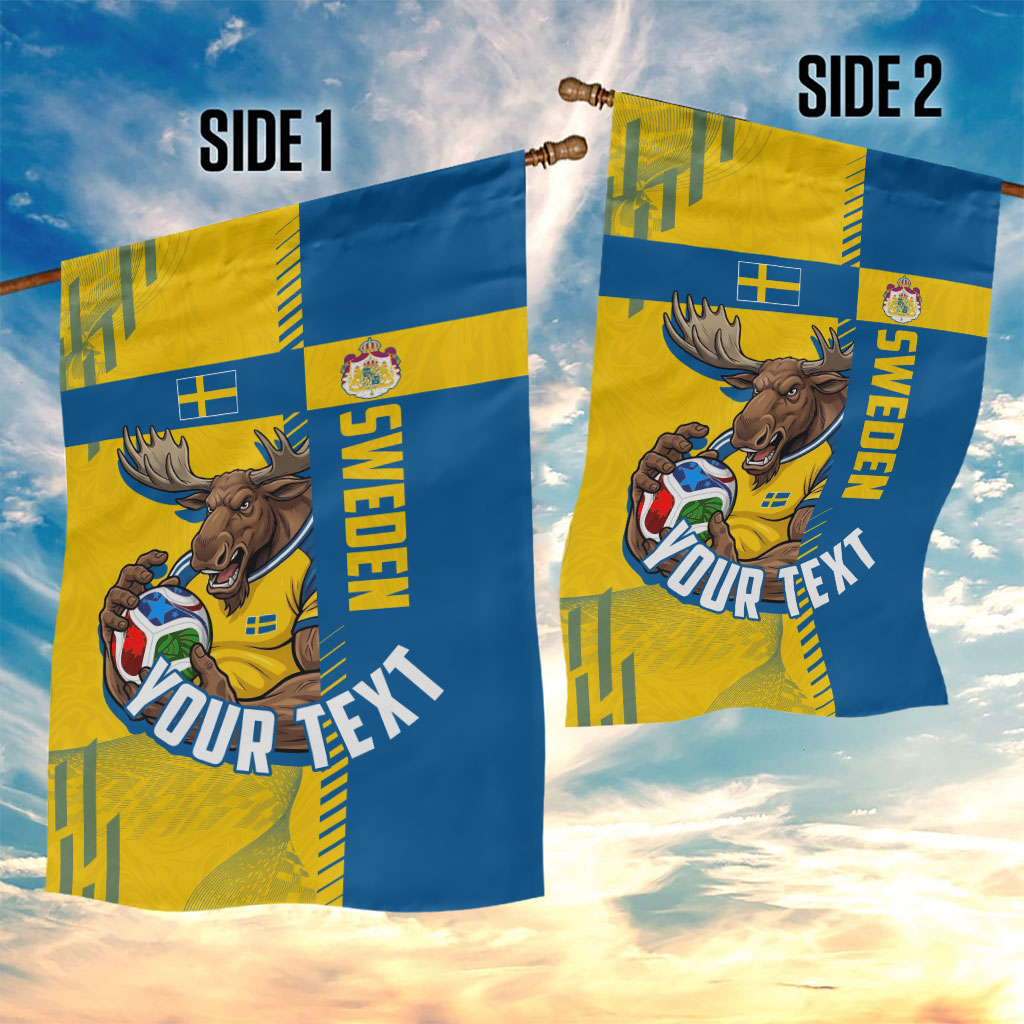 Personalized Sweden Soccer Garden Flag Swedish Flag - Moose Football Mascot