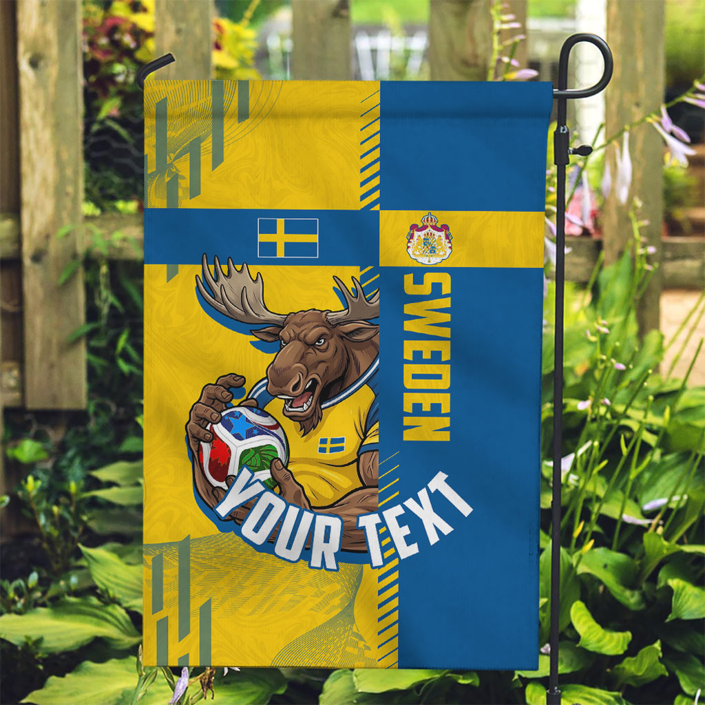 Personalized Sweden Soccer Garden Flag Swedish Flag - Moose Football Mascot