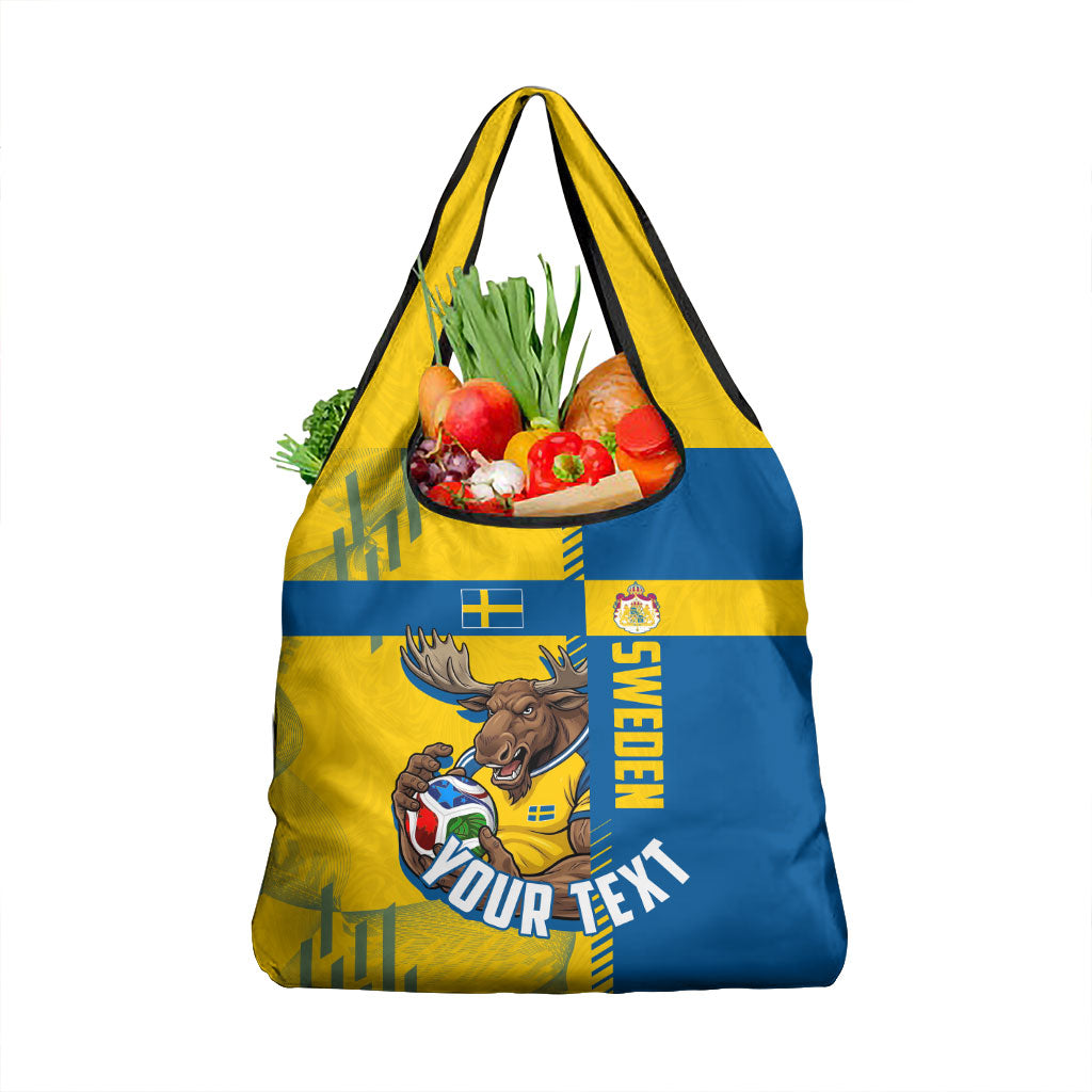 Personalized Sweden Soccer Grocery Bag Swedish Flag - Moose Football Mascot