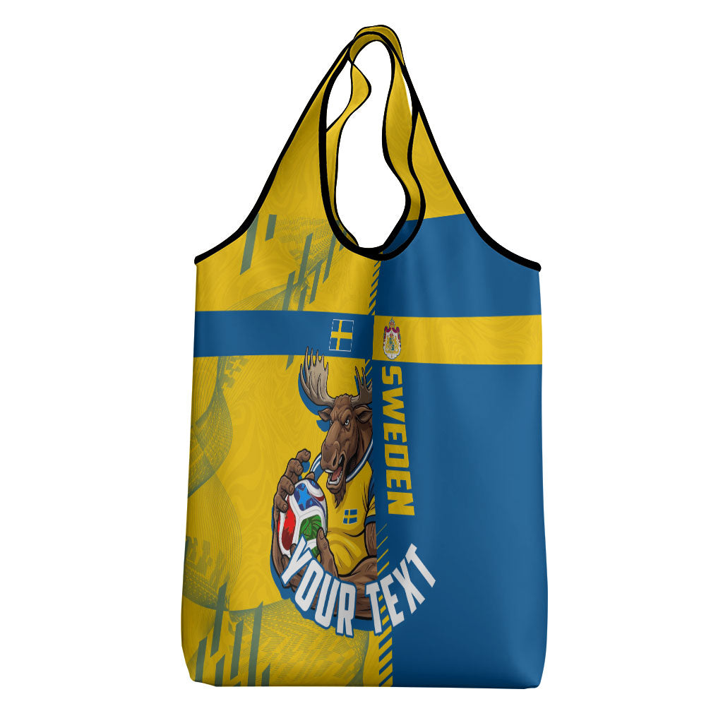 Personalized Sweden Soccer Grocery Bag Swedish Flag - Moose Football Mascot