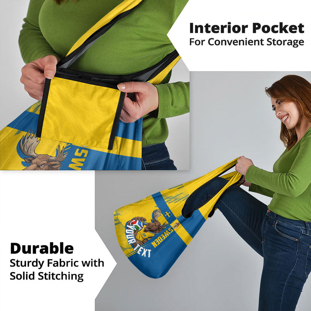 Personalized Sweden Soccer Grocery Bag Swedish Flag - Moose Football Mascot