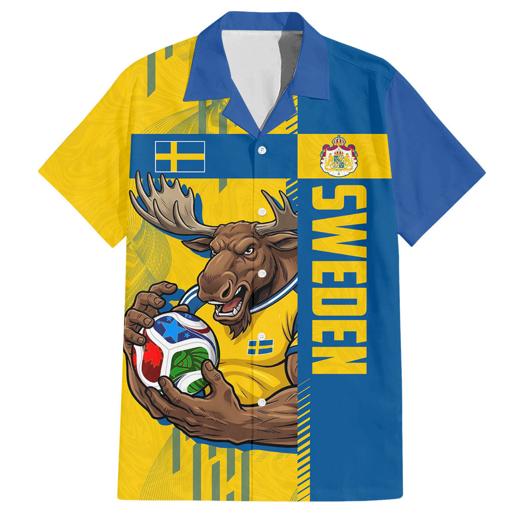 Personalized Sweden Soccer Hawaiian Shirt Swedish Flag - Moose Football Mascot
