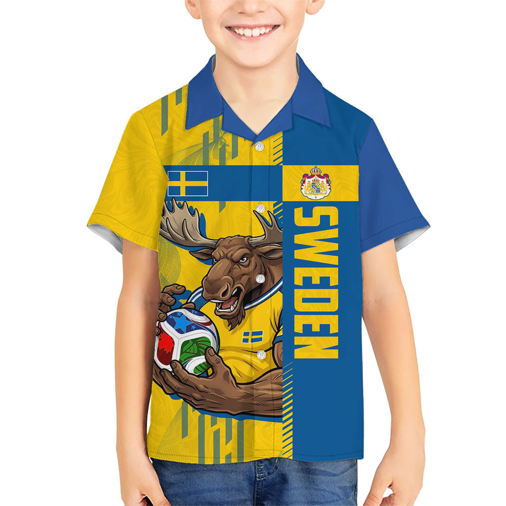 Personalized Sweden Soccer Hawaiian Shirt Swedish Flag - Moose Football Mascot