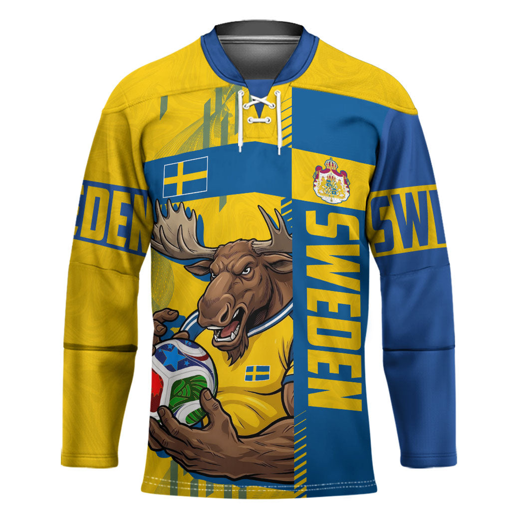 Personalized Sweden Soccer Hockey Jersey Swedish Flag - Moose Football Mascot