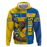 Personalized Sweden Soccer Hoodie Swedish Flag - Moose Football Mascot