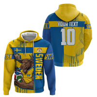 Personalized Sweden Soccer Hoodie Swedish Flag - Moose Football Mascot