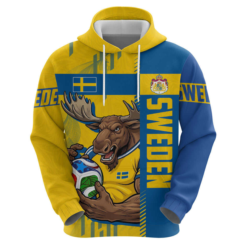 Personalized Sweden Soccer Hoodie Swedish Flag - Moose Football Mascot