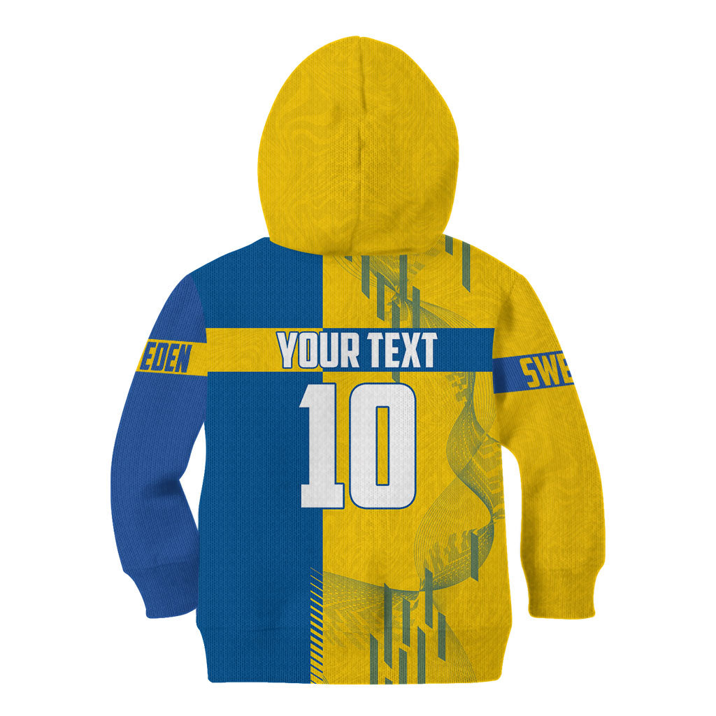 Personalized Sweden Soccer Kid Hoodie Swedish Flag - Moose Football Mascot