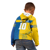 Personalized Sweden Soccer Kid Hoodie Swedish Flag - Moose Football Mascot