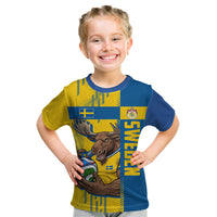 Personalized Sweden Soccer Kid T Shirt Swedish Flag - Moose Football Mascot