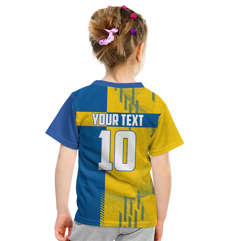 Personalized Sweden Soccer Kid T Shirt Swedish Flag - Moose Football Mascot