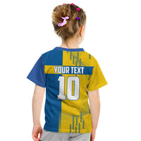 Personalized Sweden Soccer Kid T Shirt Swedish Flag - Moose Football Mascot