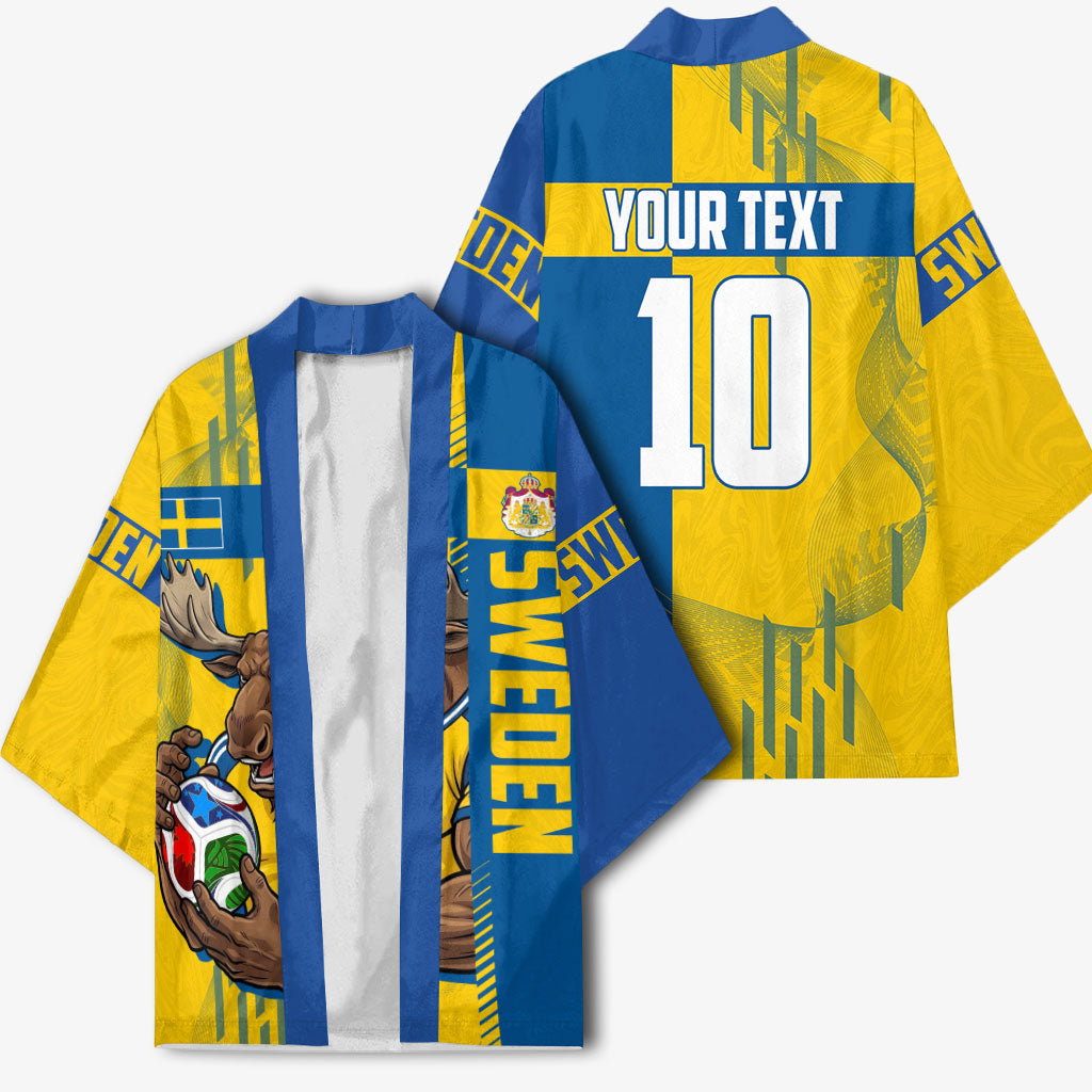 Personalized Sweden Soccer Kimono Swedish Flag - Moose Football Mascot